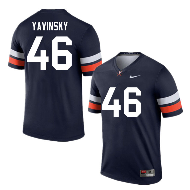 Men #46 Andrew Yavinsky Virginia Cavaliers College Football Jerseys Sale-Navy - Click Image to Close